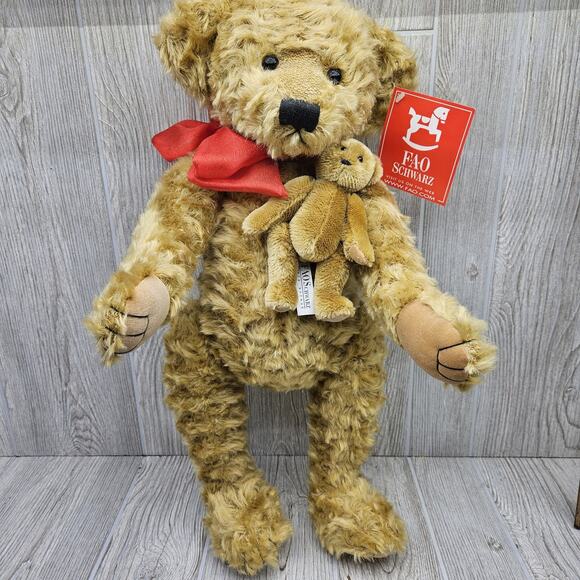 Vintage FAO Schwarz Teddy Bear Jointed Fifth Avenue Baby Tag Tan 20" Plush - Picture 11 of 12